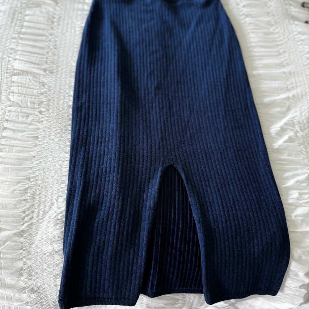 Free People Navy Ribbed Sweater Skirt